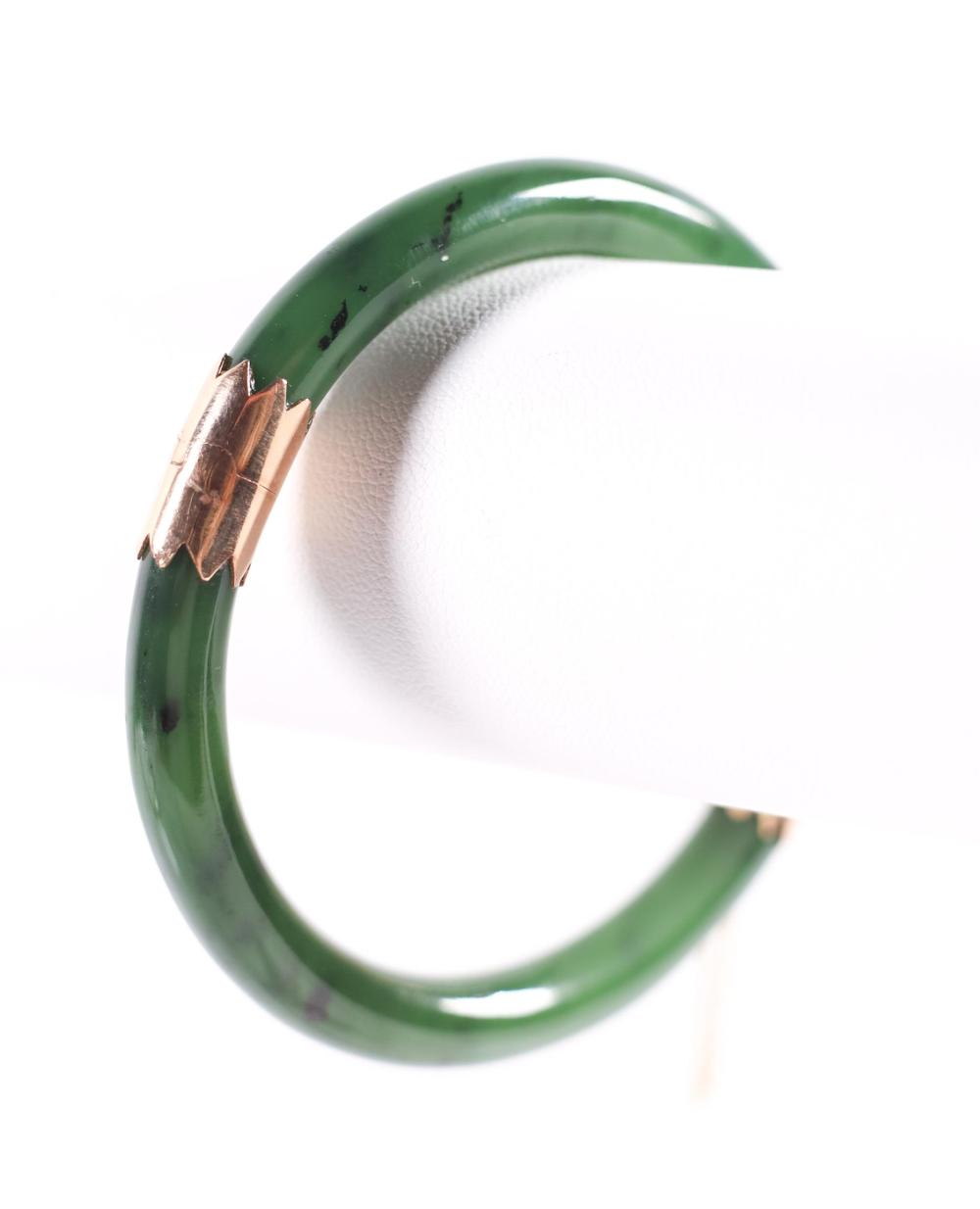 SPINACH JADE BRACELET W/ROSE GOLD