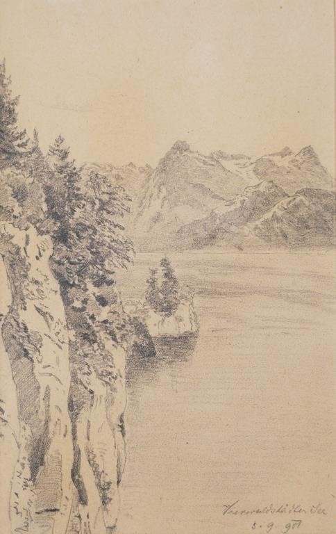 EARLY 20TH CENTURY LAKE LUCERNE SWITZERLANDPencil