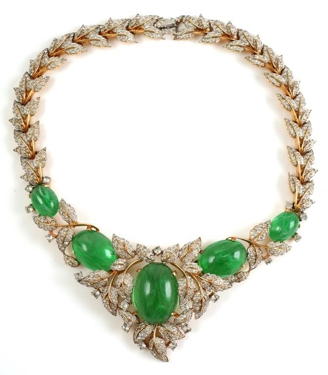 VINTAGE JOMAZ MAZER GREEN RHINESTONE