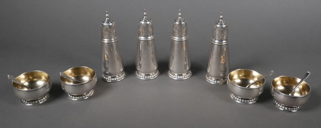 (4) LUNT STERLING OPEN SALTS AND SHAKERS(4)