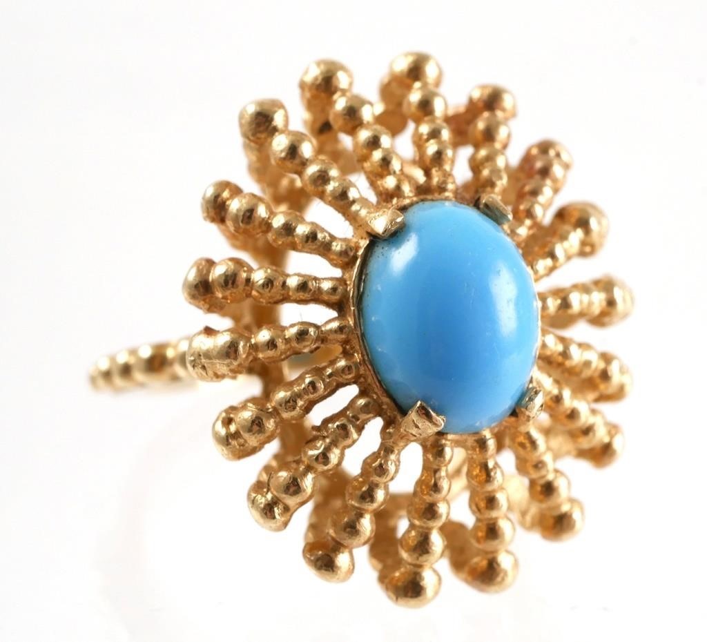 14K GOLD DOME BEAD TURQUOISE RINGRing