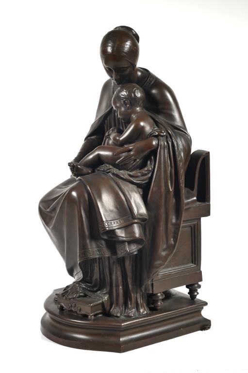 BARBEDIENNE MOTHER AND CHILD BRONZE