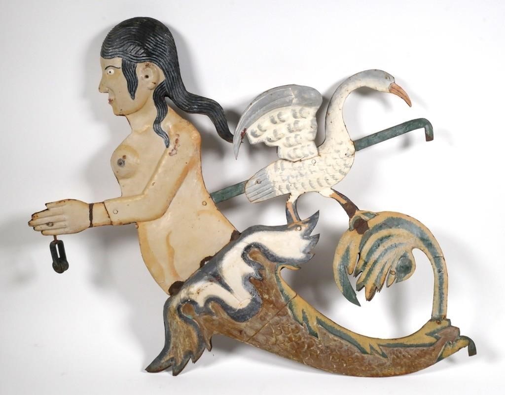 ANTIQUE MERMAID BIRD TRADE SIGN 364dab