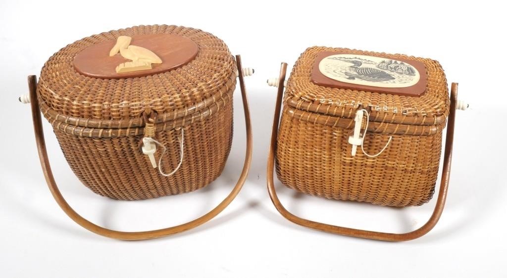 (2) SIGNED FARNUM NANTUCKET BASKET