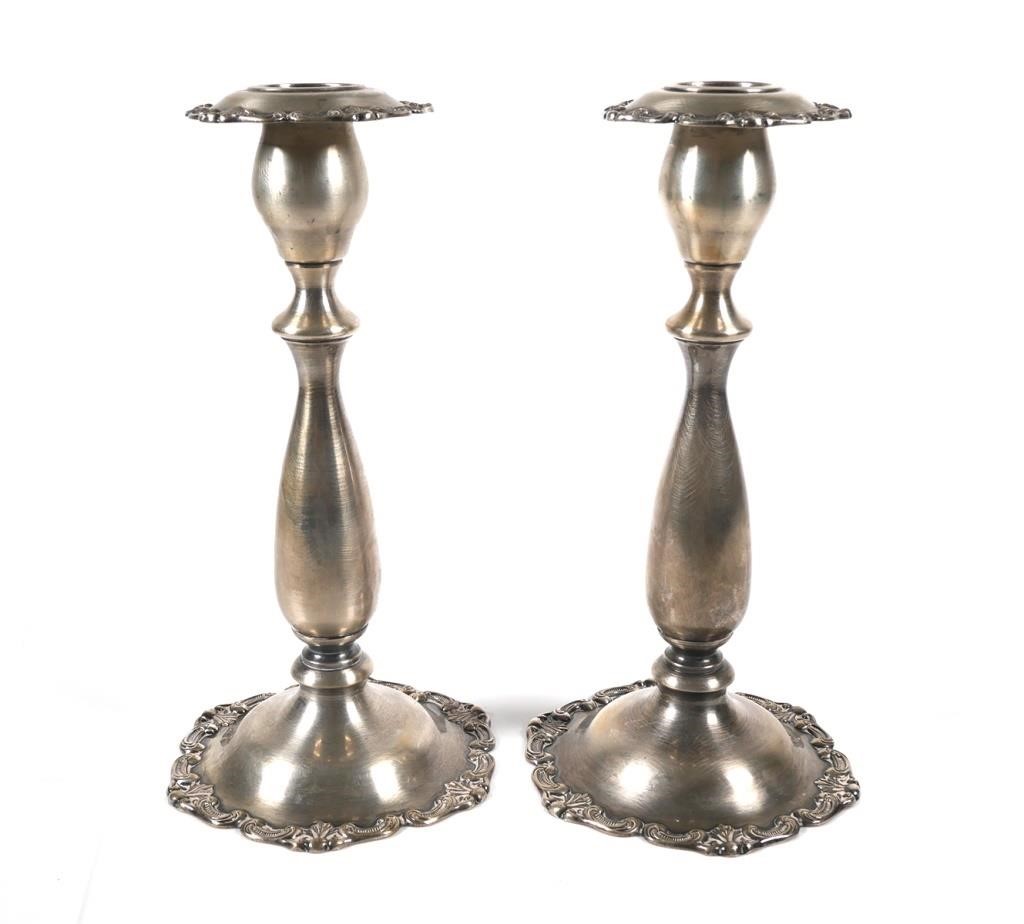 PAIR FISHER STERLING CANDLESTICKS