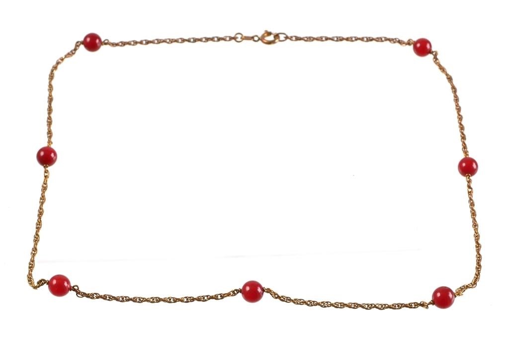 14K DOUBLE ROPE GARNET NECKLACEVintage 364dde