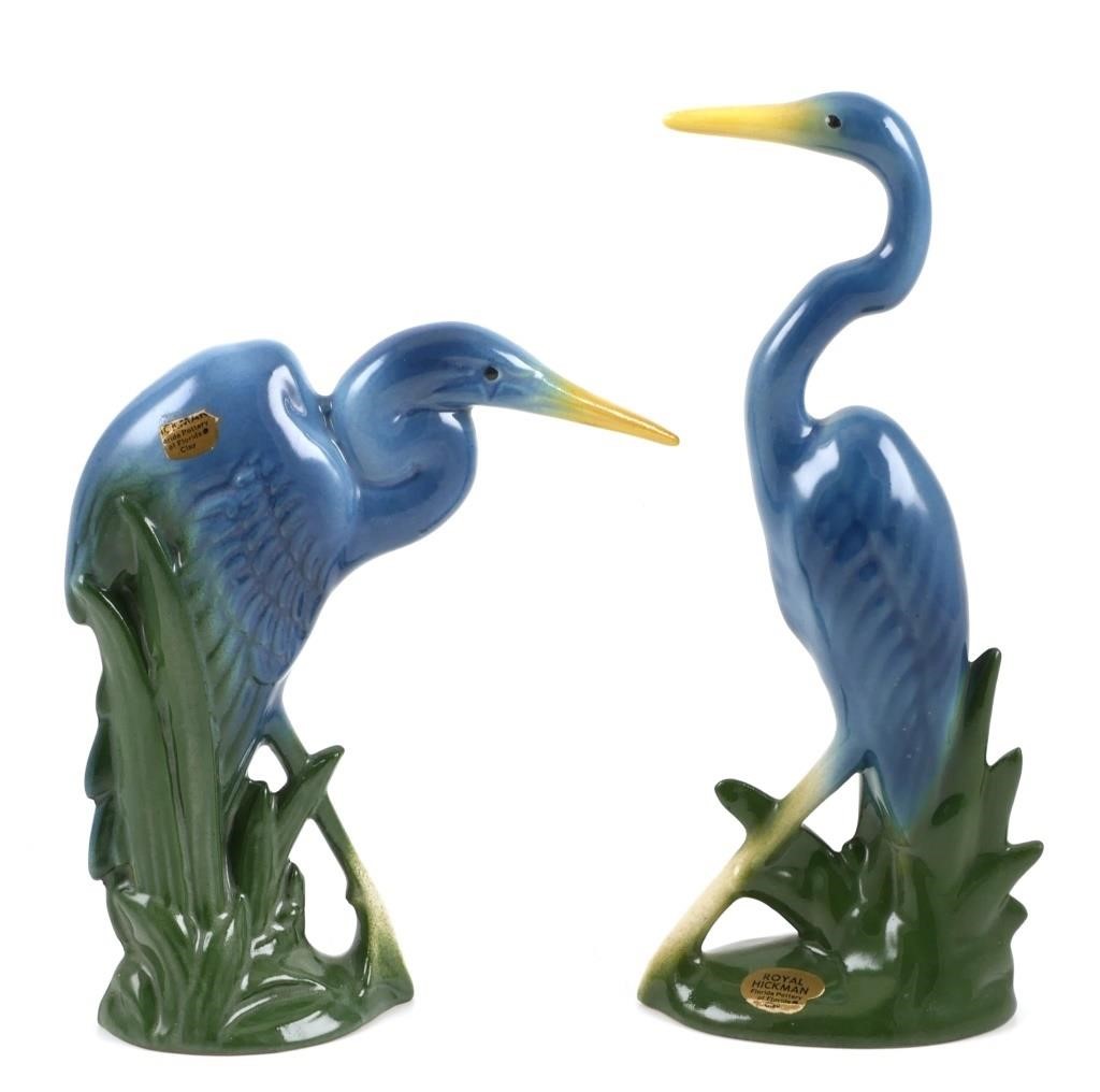 PAIR ROYAL HICKMAN POTTERY BLUE HERONSPair