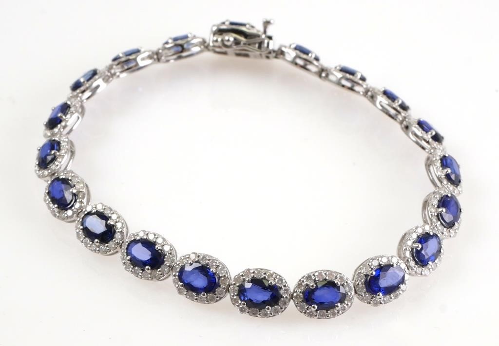 14K WHITE GOLD SAPPHIRE & DIAMOND