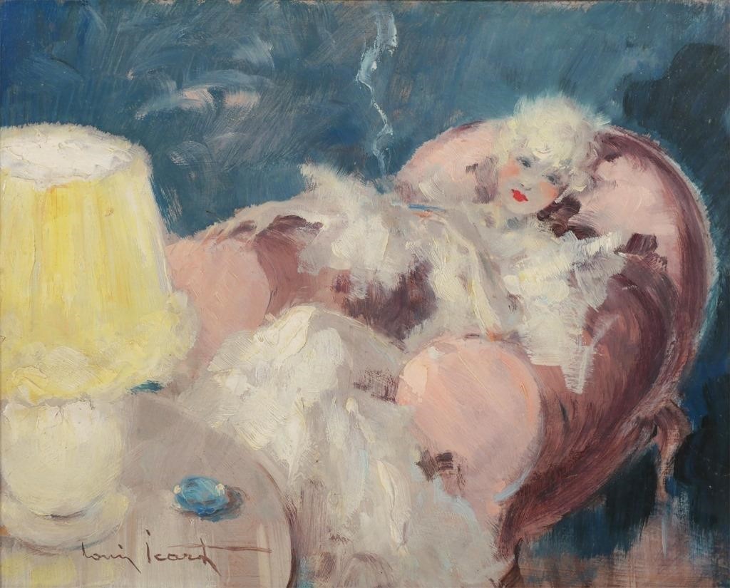 LOUIS ICART OIL ON BOARD WOMAN 365150