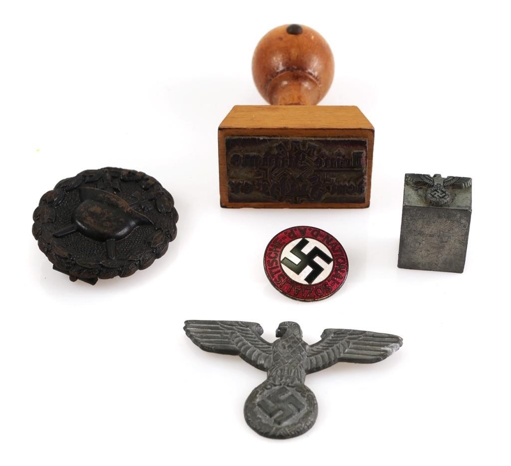 WWII NAZI PARTY STAMPS, BADGES, PINSFrom