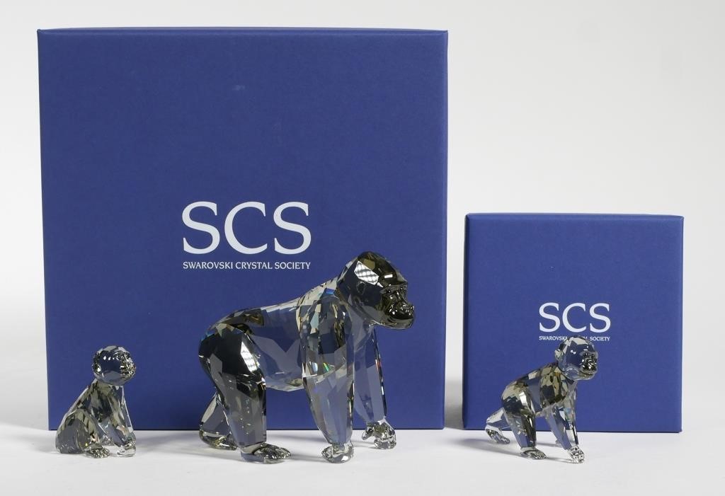  2 SWAROVSKI CRYSTAL GORILLA FIGURINESTwo 365176