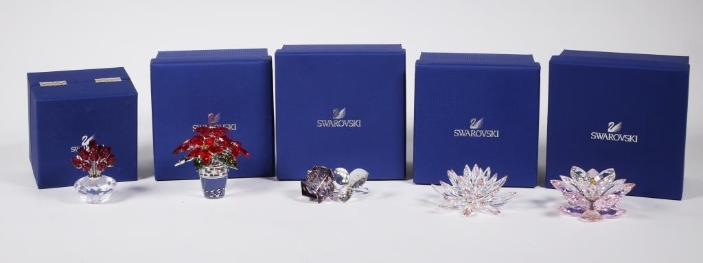 (5) SWAROVSKI CRYSTAL FLOWER FIGURINESGroup