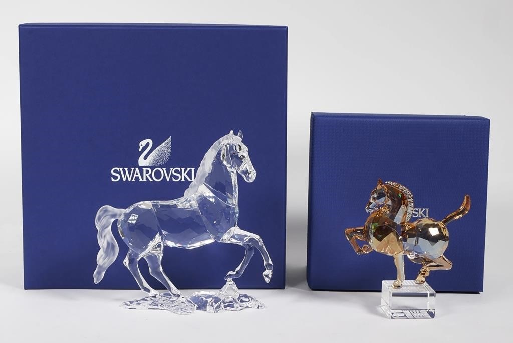  2 SWAROVSKI CRYSTAL HORSE FIGURINESTwo 36517a