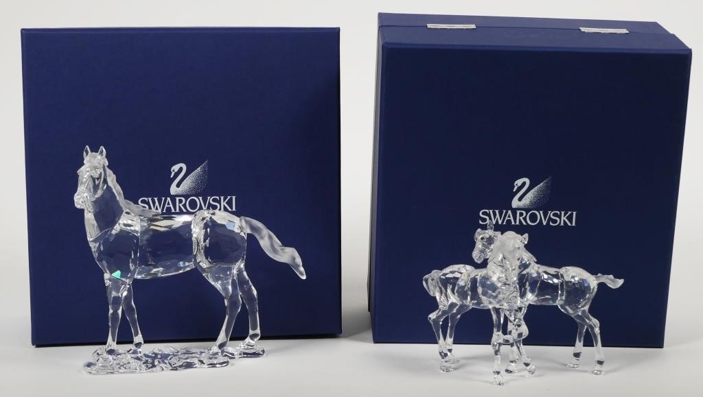  2 SWAROVSKI CRYSTAL HORSE FIGURINERetired 36518a