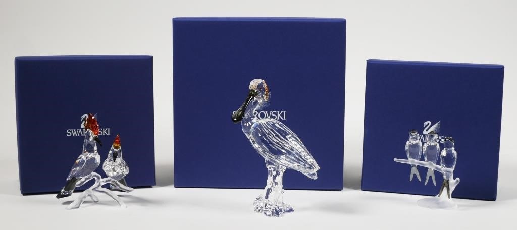  3 SWAROVSKI CRYSTAL BIRD FIGURINESGroup 3651b4