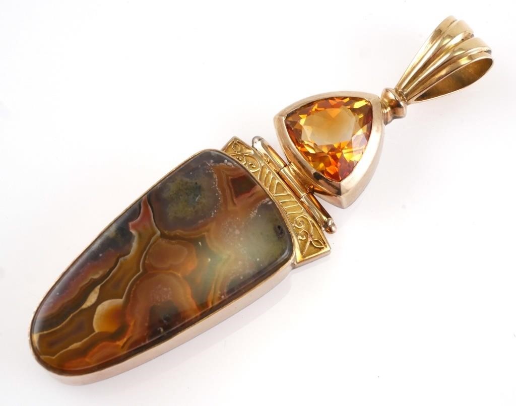 18K STERLING CITRINE AGATE PENDANTPendant 3651e2