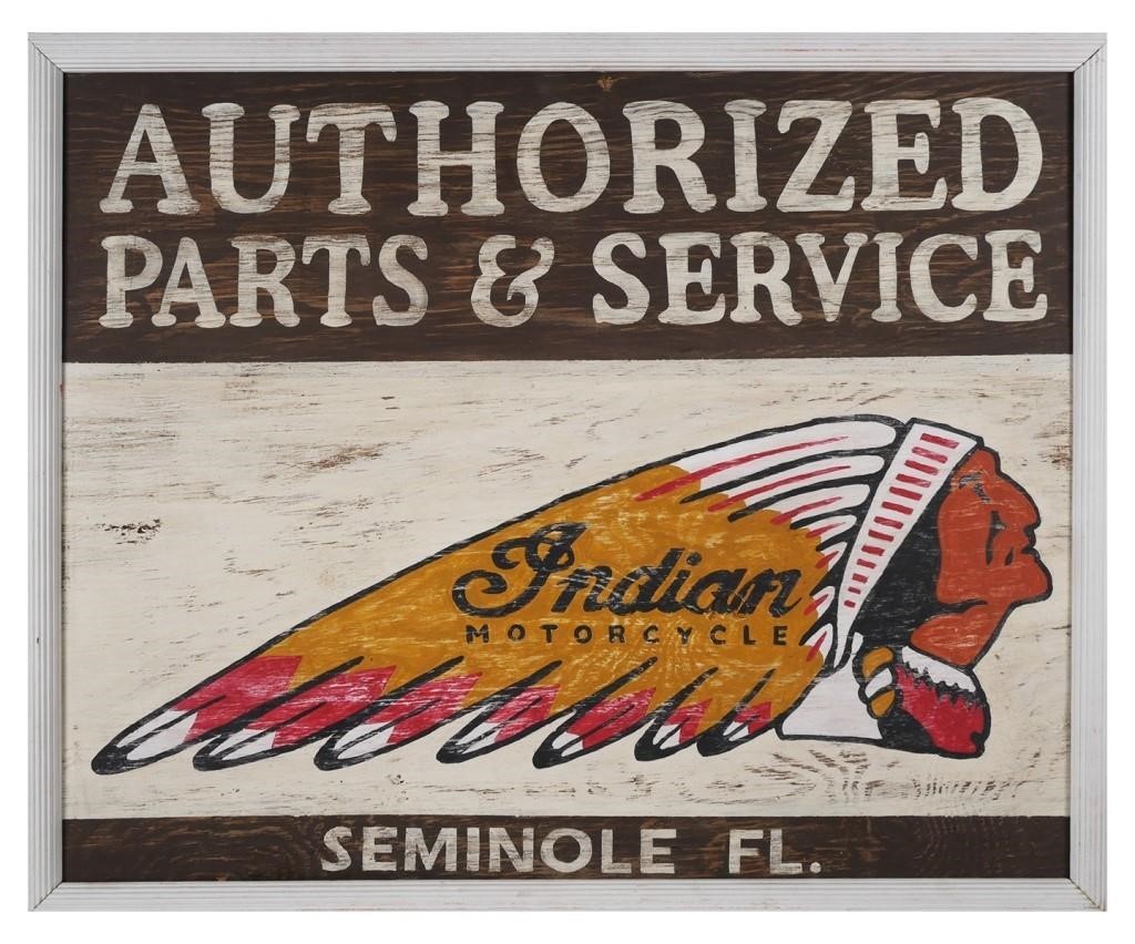 INDIAN MOTORCYCLES, STENCILED WOOD SIGNStencil