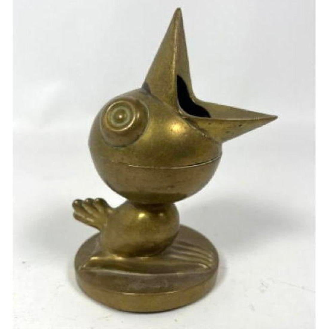 Mid Century Modern Brass Bird Ashtray  362bb4