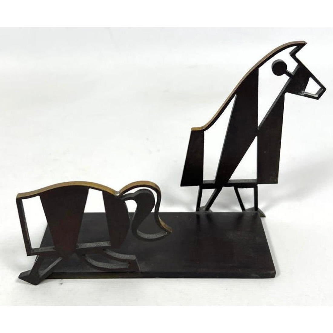 CARL AUBOCK Rare Bronze Dogs Letter