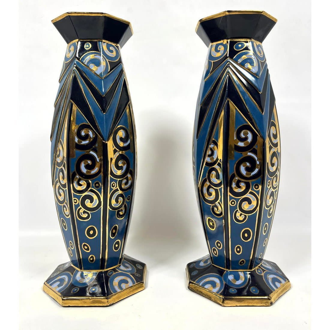 Pair of ceramic Art Deco vases with