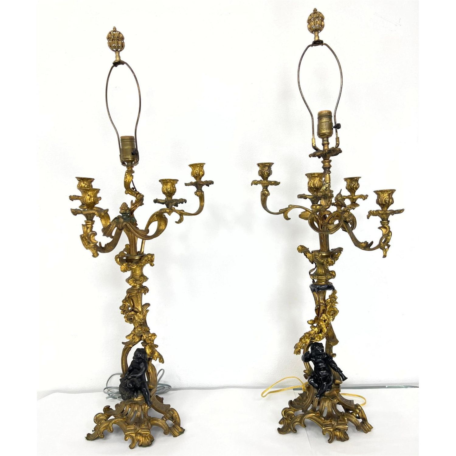 Pair French Bronze Candelabra Table 362c16