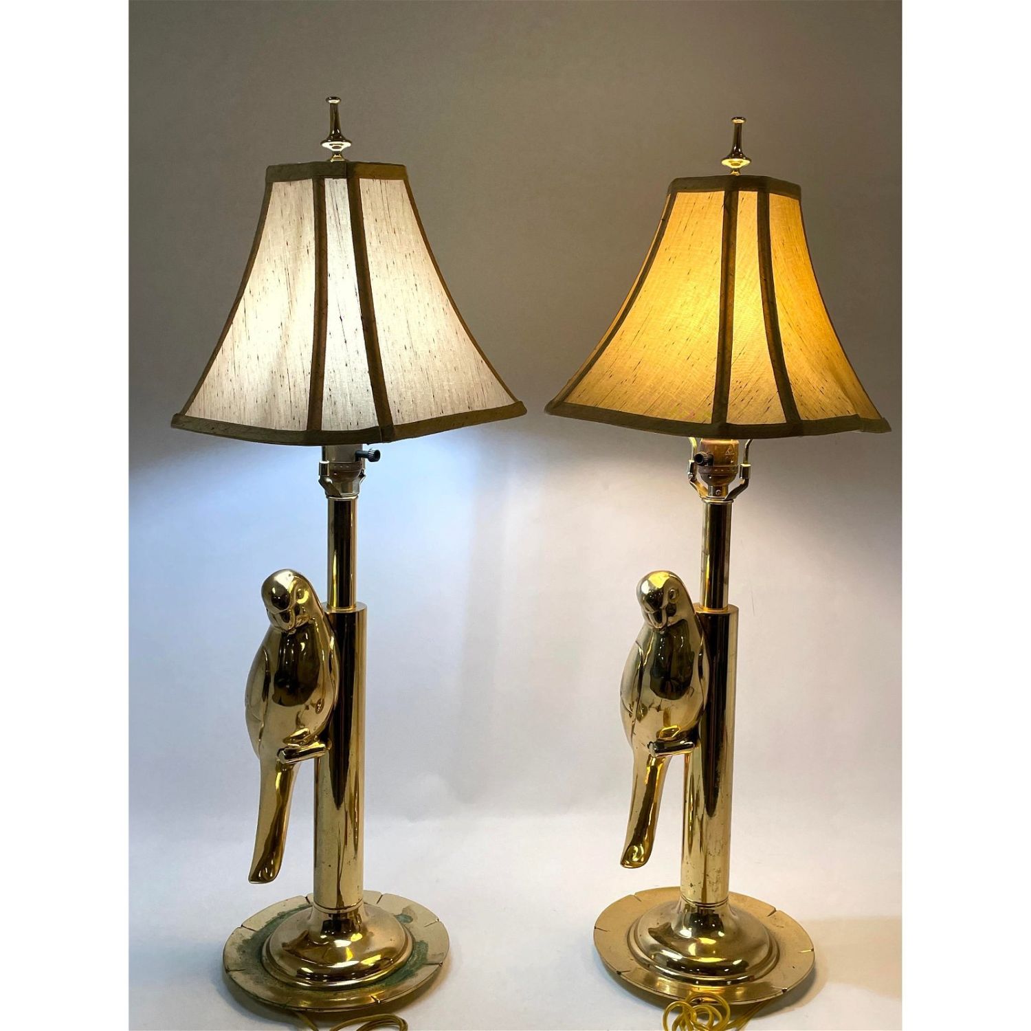 Pair Brass Table Lamps with Perched 362c88