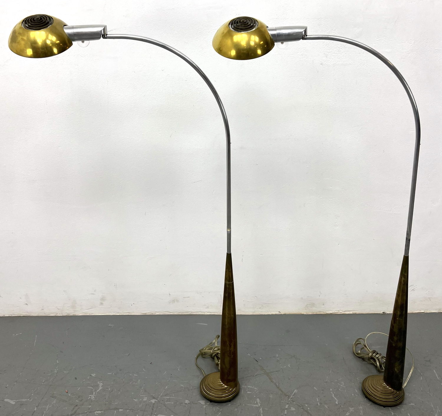 Pr CEDRIC HARTMAN Brass Floor Lamps.