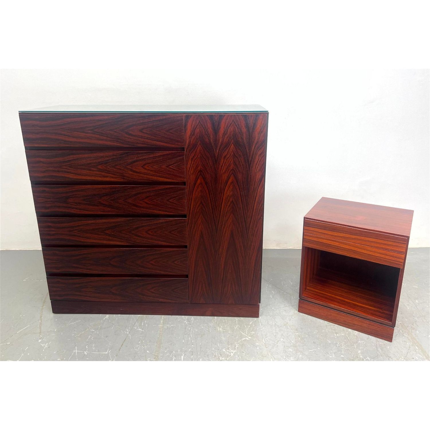 2pc Modernist Rosewood Dresser,