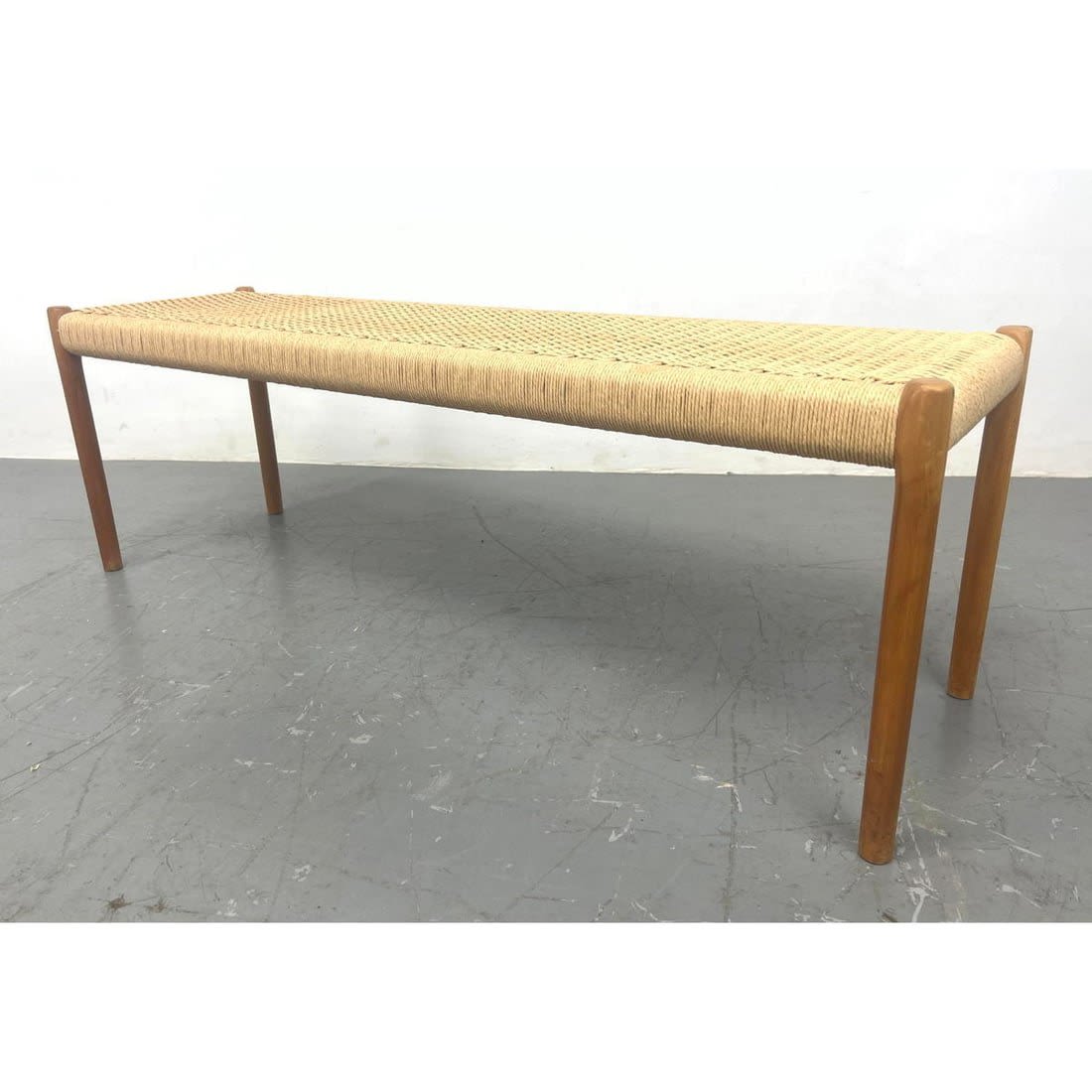 Danish Modern Teak Bench Woven 362d44