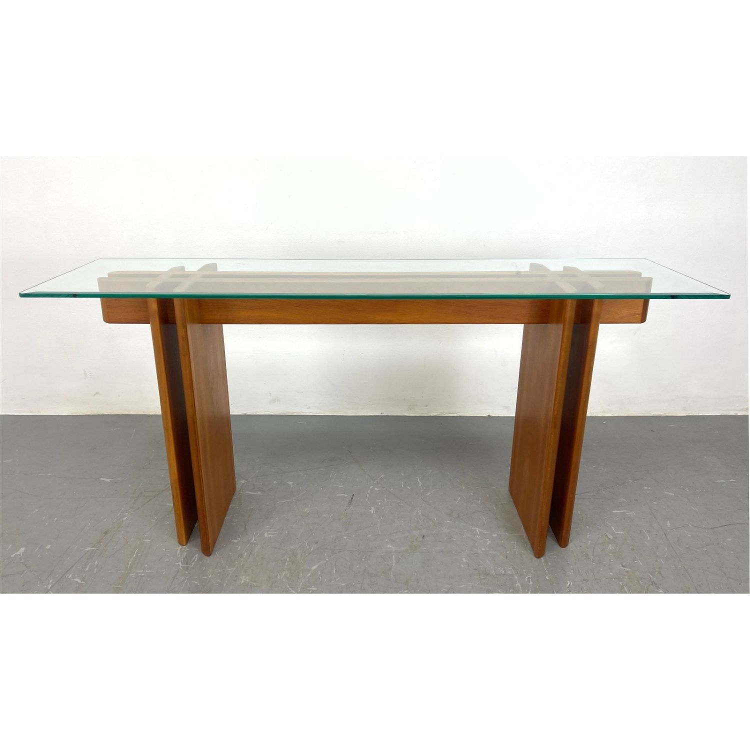 Danish Modern Teak Glass Top Console