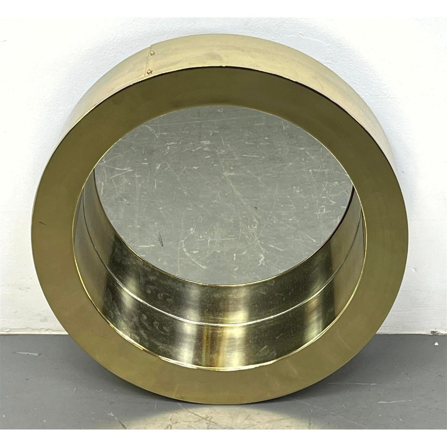 C. Jere Style Brass Porthole Wall Mirror