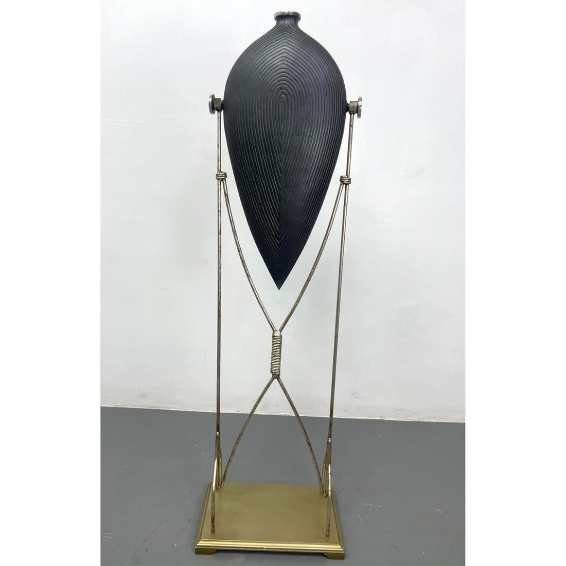 Modern Metal Urn on Stand Sculpture  362d6a