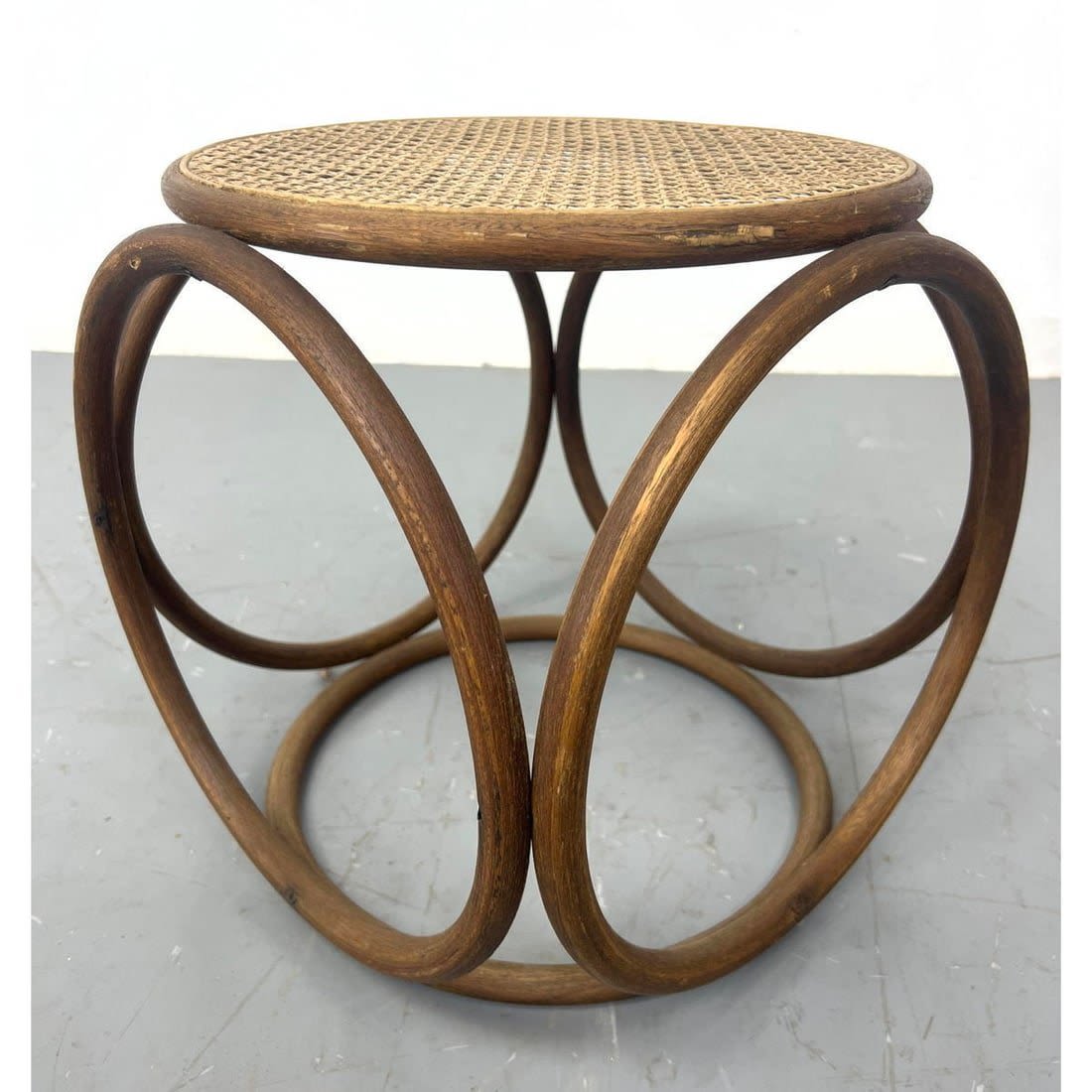 Thonet Bentwood and Cane Stool Ottoman  362d7b