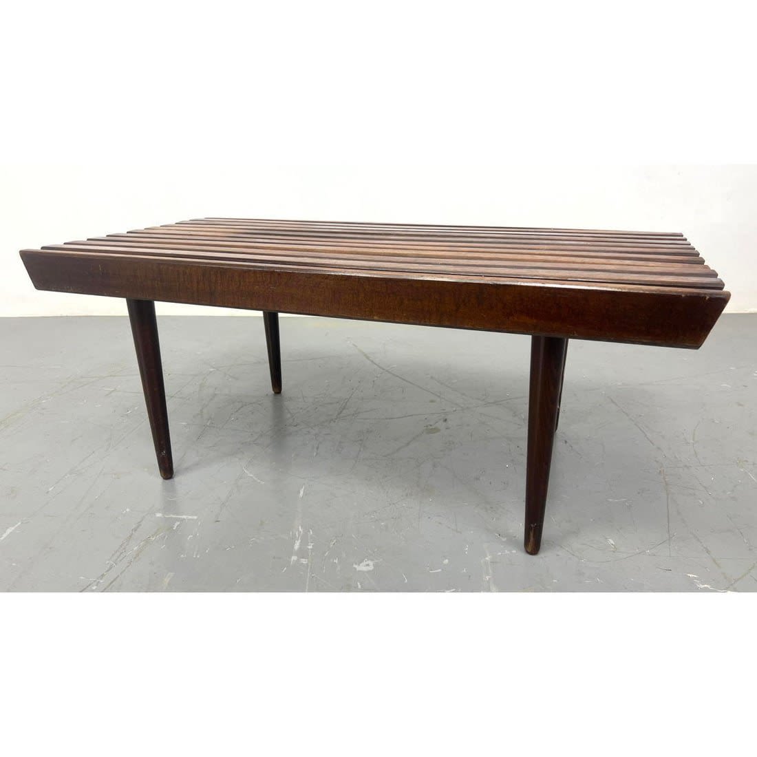 Mid Century Modern Wood Slat Bench  362d8d