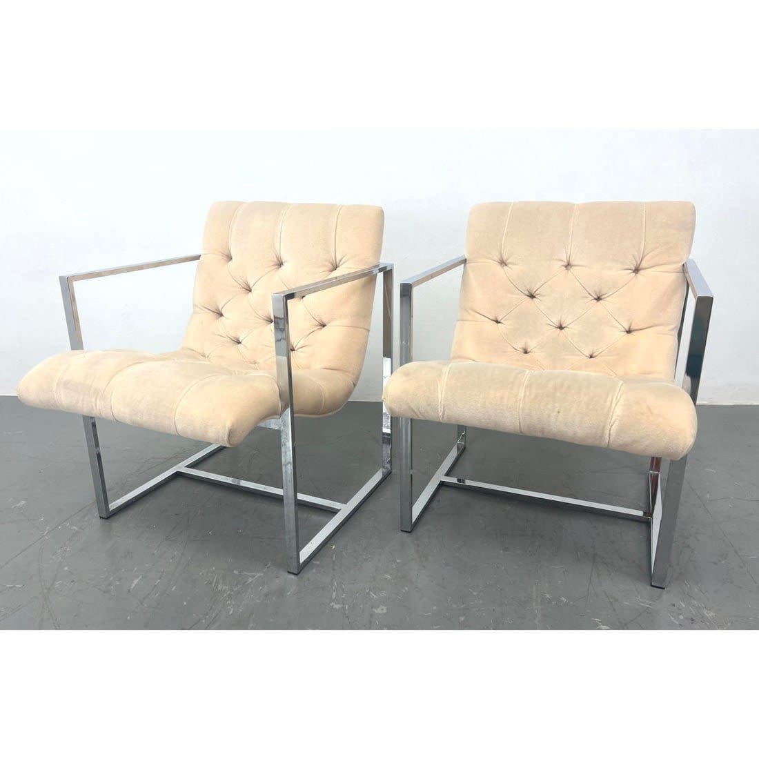 Pr Milo Baughman Style Lounge Chairs.