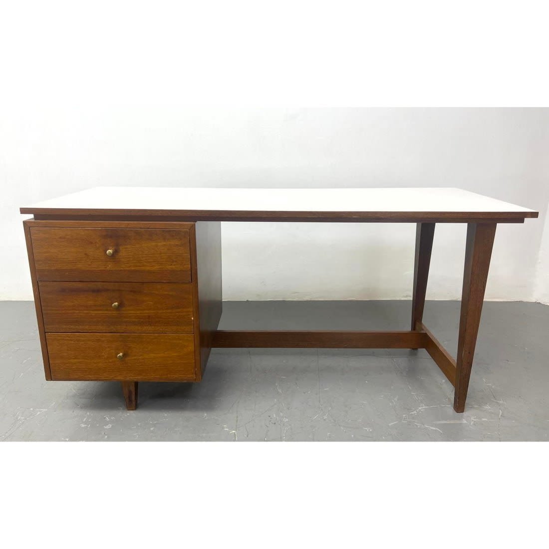 American Modern Walnut Desk White 362dc2