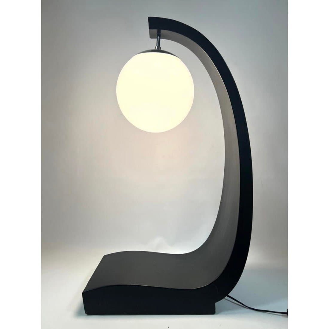 Modernist Black Wood Lamp with