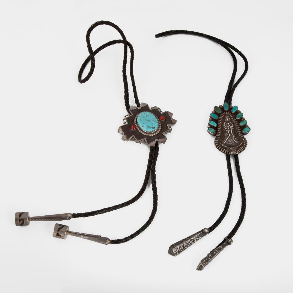 2 DINé [NAVAJO] SILVER AND TURQUOISE