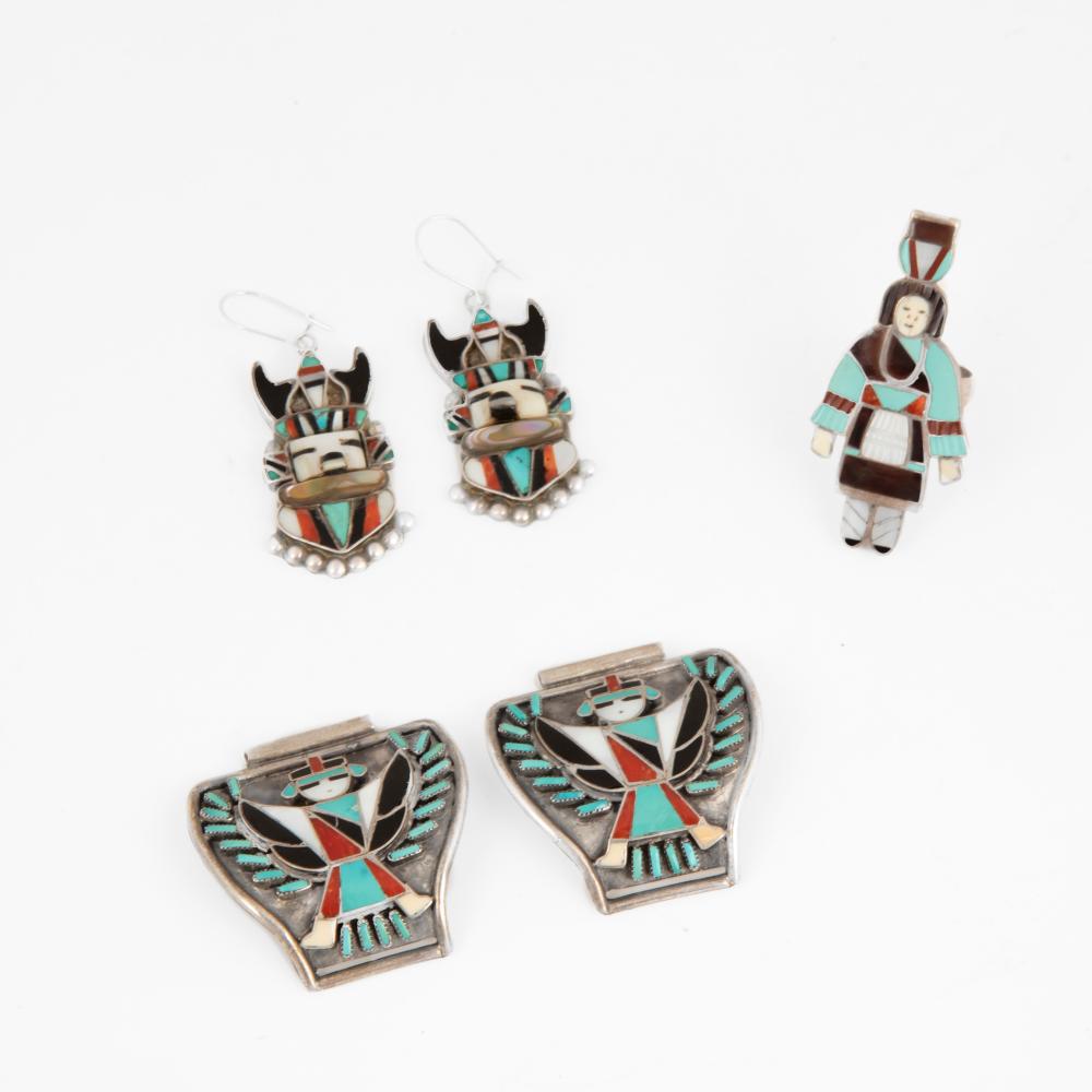 ZUNI SILVER AND MULTI-STONE INLAY