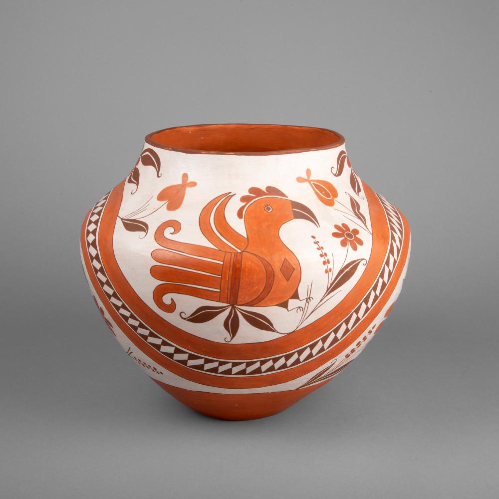 MARIE JUANICO, POLYCHROME JAR WITH FLORAL