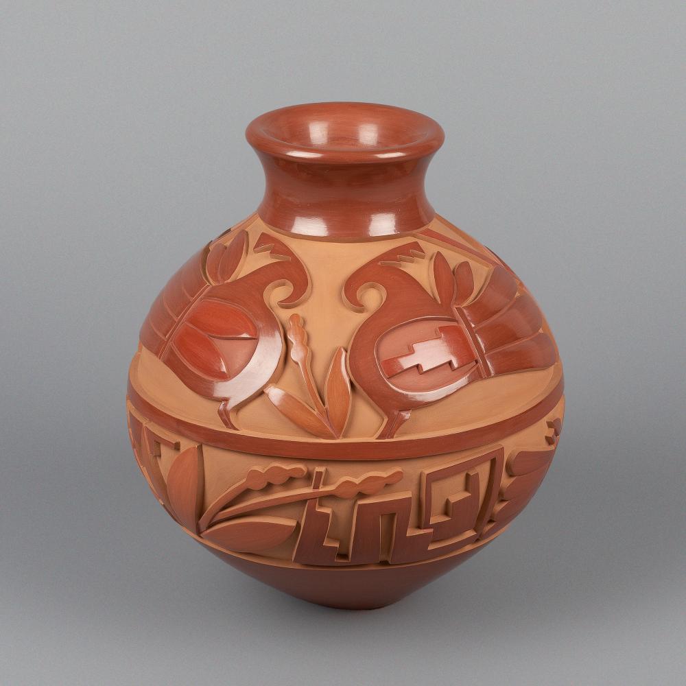 TAMMY GARCIA CARVED REDWARE JAR 362f33