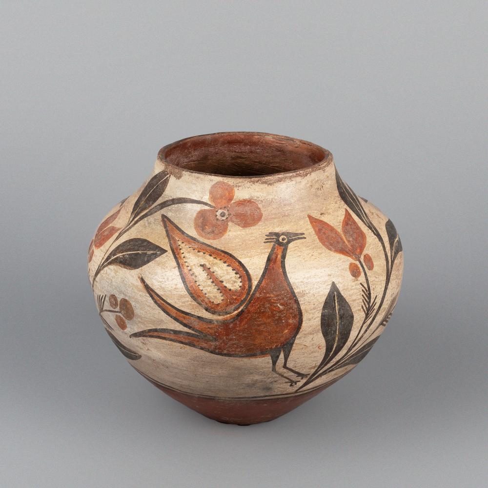 ZIA POLYCHROME JAR WITH BIRD  362f5e