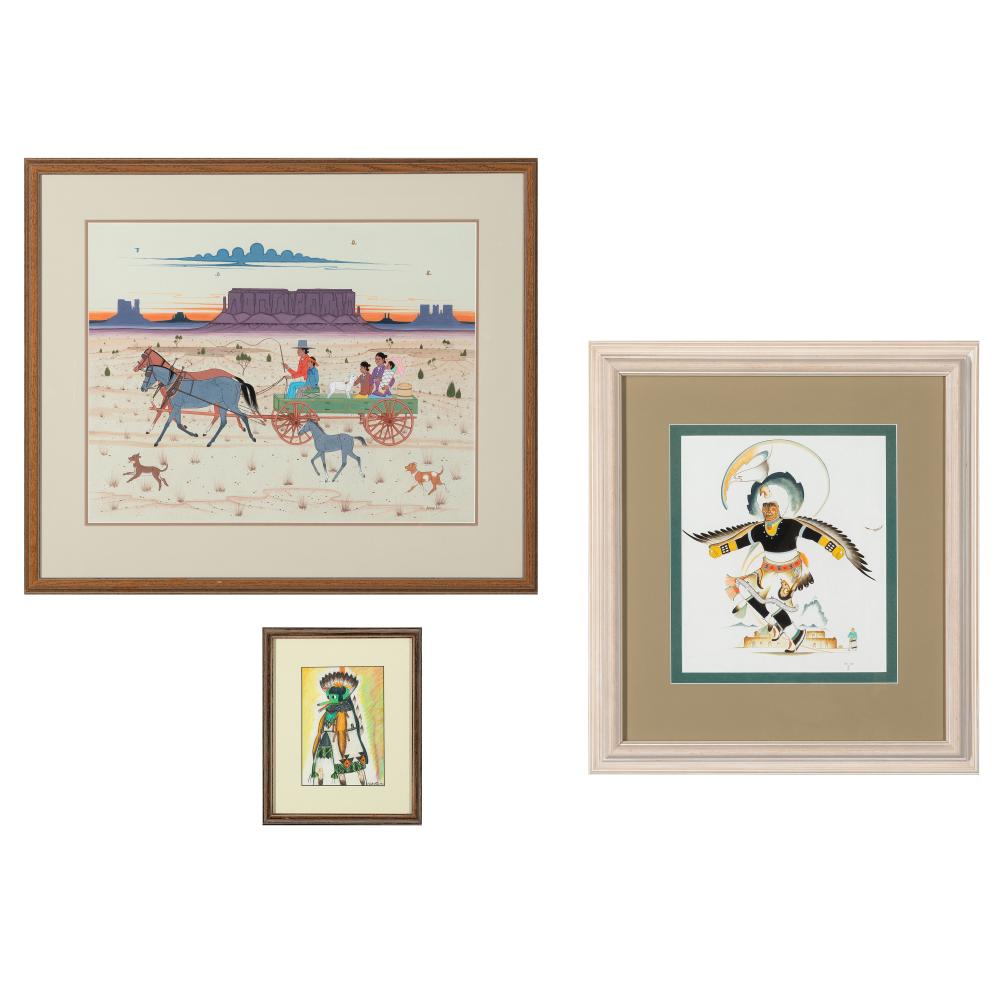 GROUP OF THREE PAINTINGS: EAGLE DANCER,