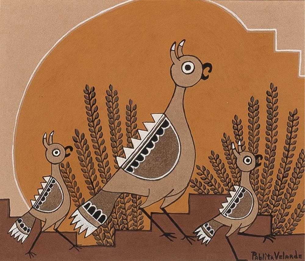 PABLITA VELARDE, THREE QUAIL, 1968Pablita