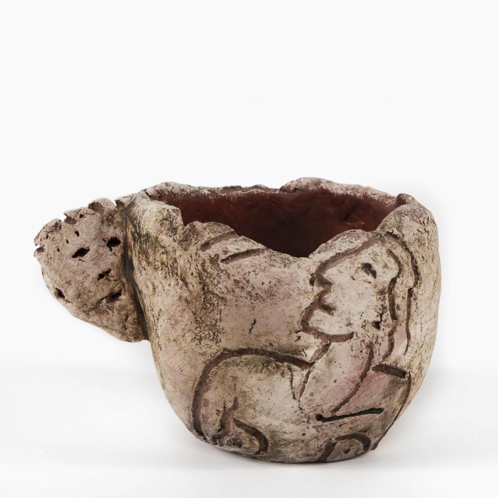 MIKE MORAN, CUP WITH HEAD FIGURE