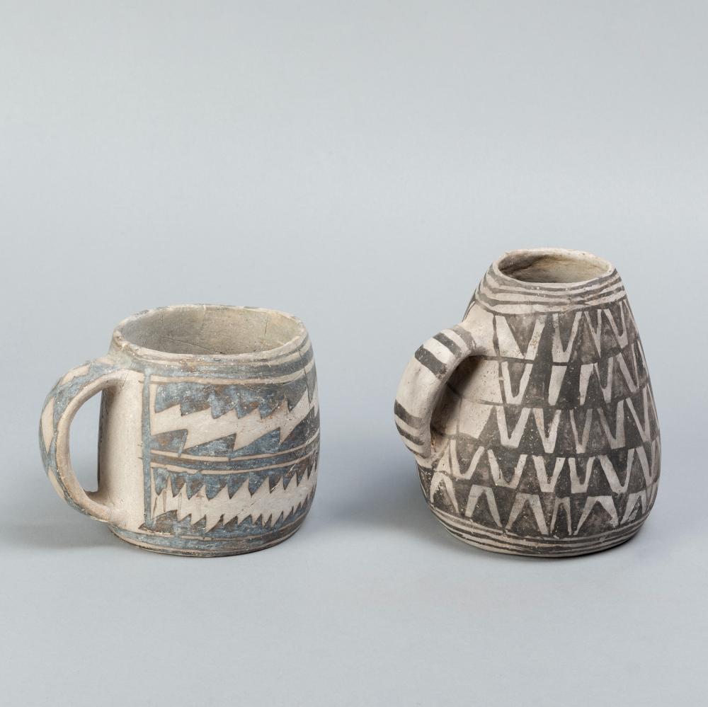 TWO MESA VERDE MUGS, CA. 1250 A.D.Two