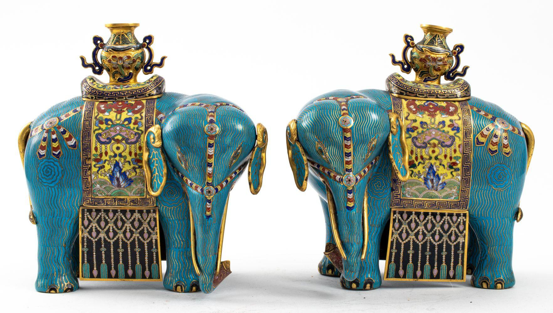 CHINESE CLOISONNE ELEPHANTS PAIR 363570