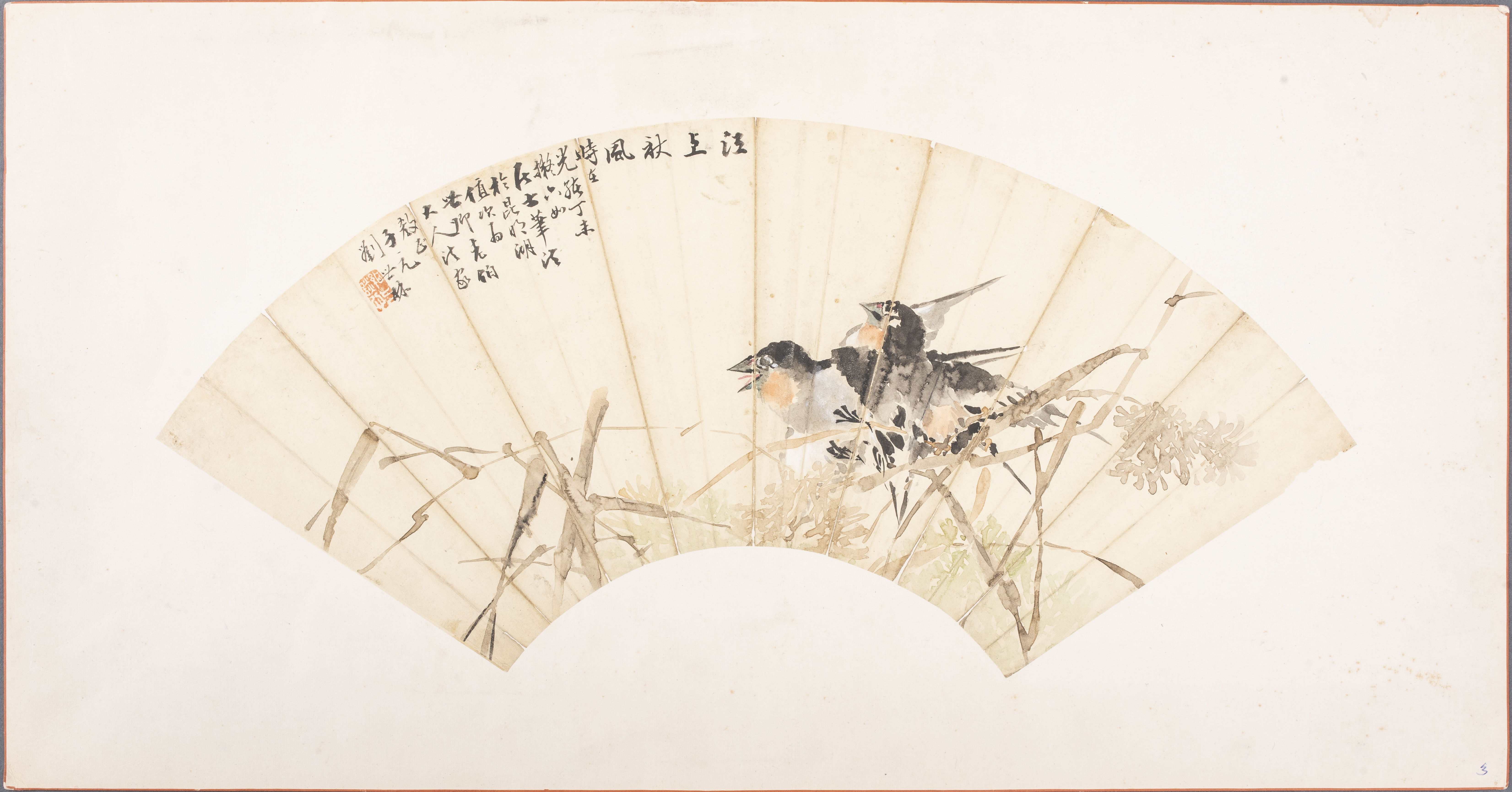 CHINESE QING DYNASTY FAN PAINTING 3635bf