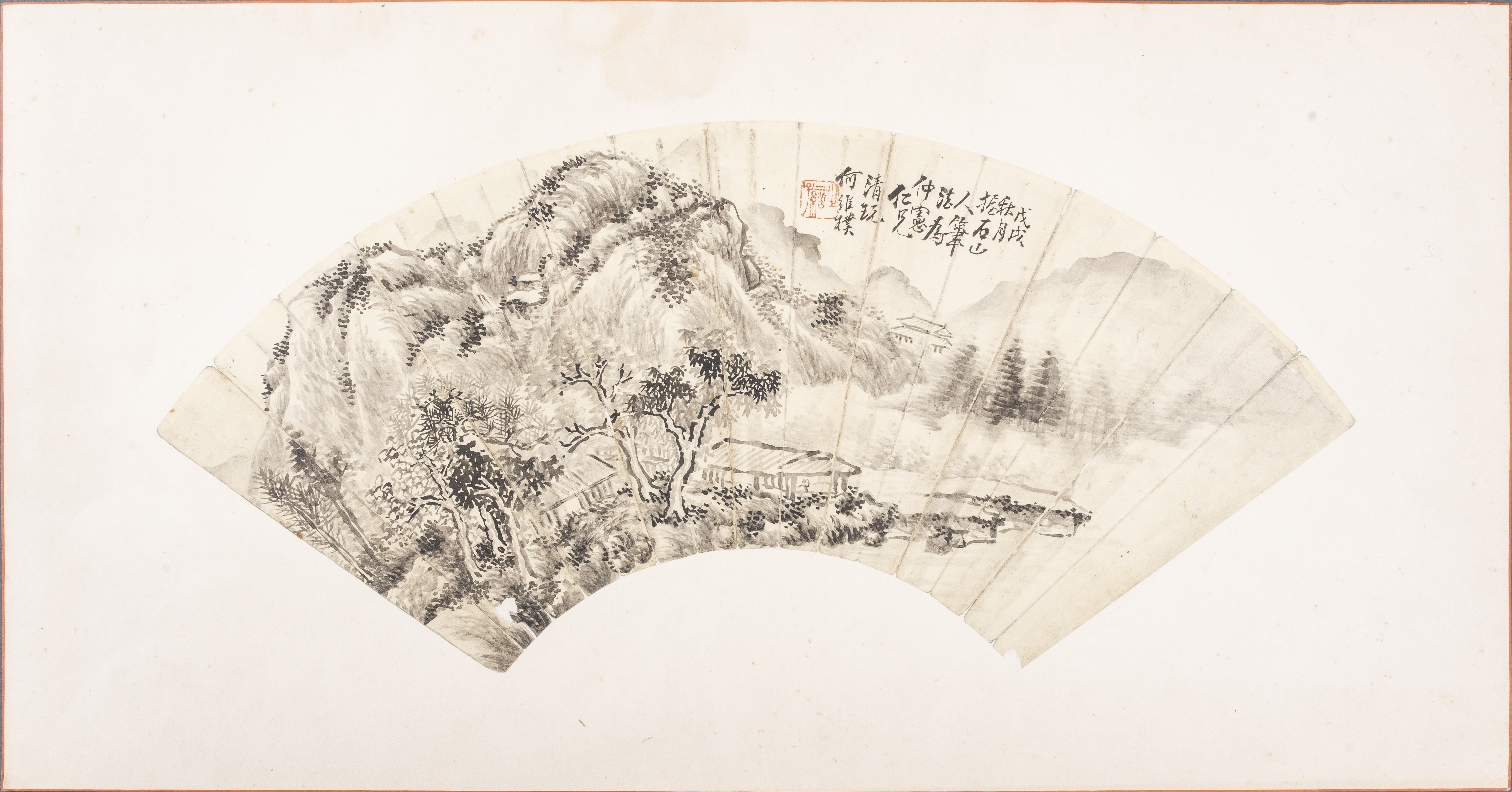 CHINESE QING FAN PAINTING OF SCHOLAR 3635c7