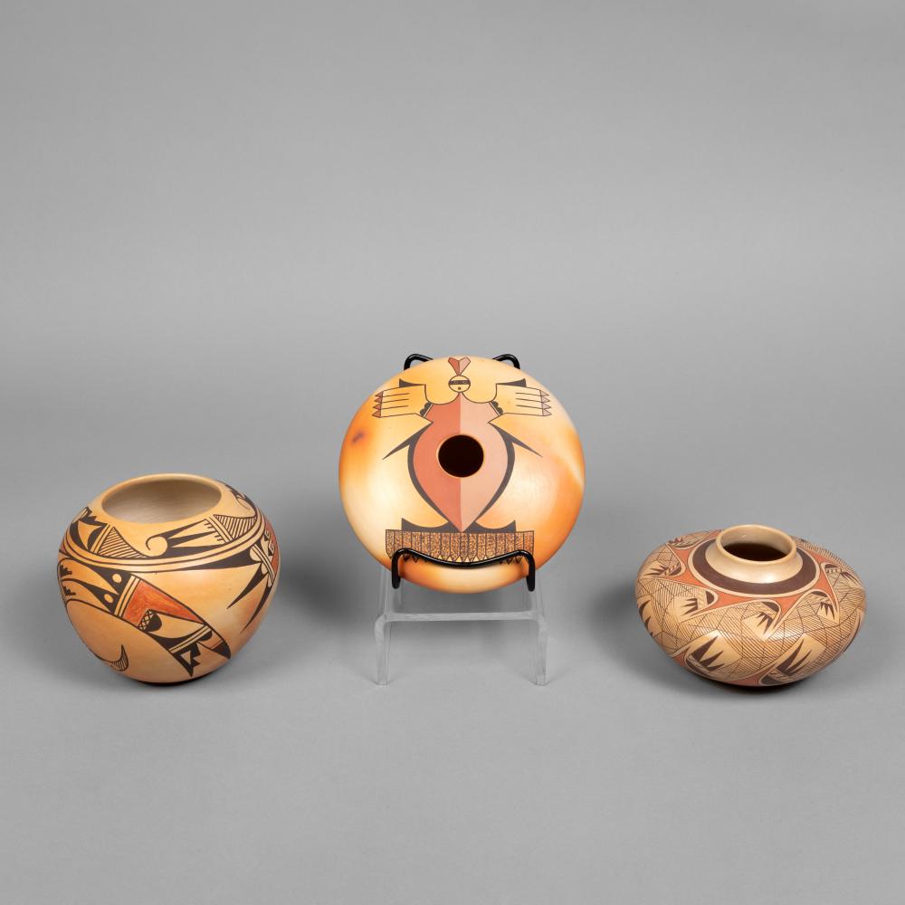 GROUP OF THREE HOPI POTTERY POLYCHROME 36360f